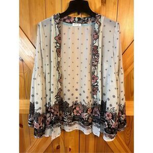 Taylor & Sage Cardigan Sheer Top Women's Small Boho Floral (3836)